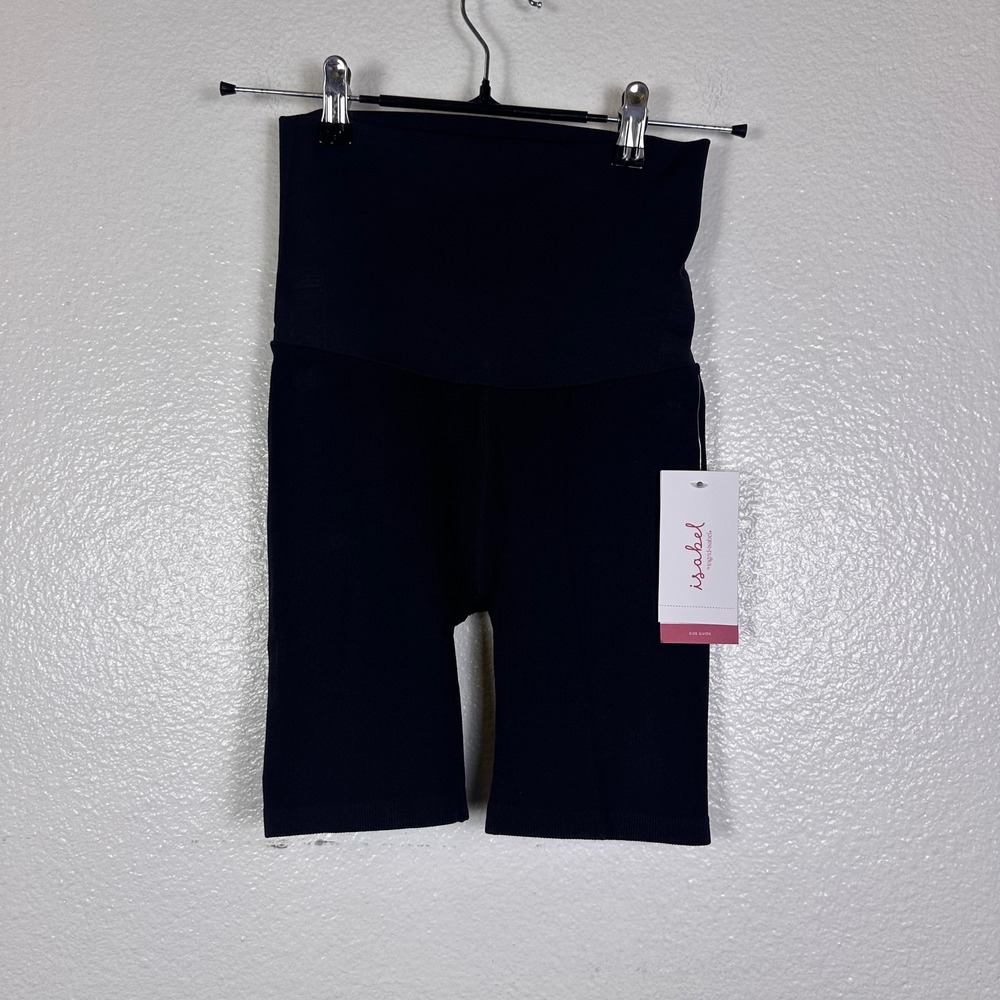 Isabel Maternity by Ingrid & Isabel Black Seamless Rib Bike Shorts Small NWT